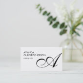 Black White Monogram Makeup Artist Visitekaartje (Staand voorkant)