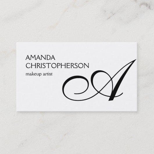 Black White Monogram Makeup Artist Visitekaartje (Voorkant)