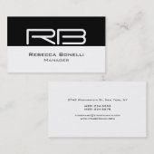 Black White Monogram Manager Visitekaartje (Voorkant / Achterkant)