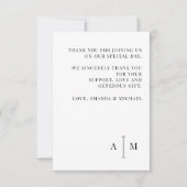 Black White Monogram Minimal Wedding Photo Bedankkaart (Voorkant)
