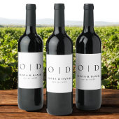 Black White Monogram Minimalist Weddenschap Wijn Etiket