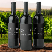 Black White Monogram Minimalist Weddenschap Wijn Etiket