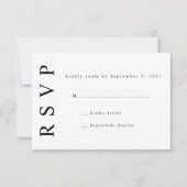 Black White Monogram Minimalist Wedding RSVP Kaart (Voorkant)