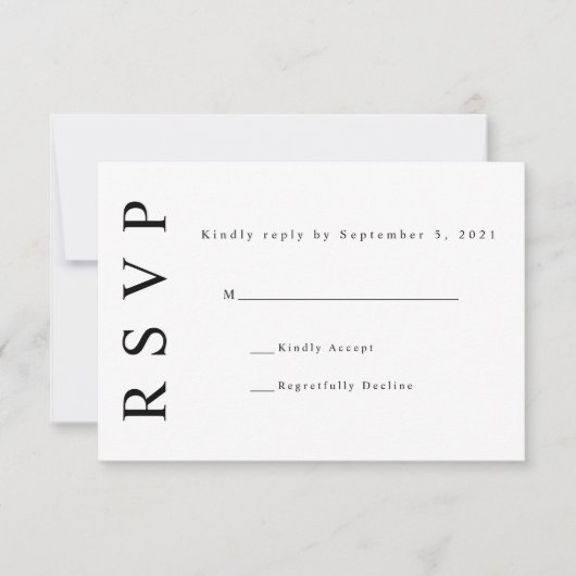 Black White Monogram Minimalist Wedding RSVP Kaart (Voorkant)