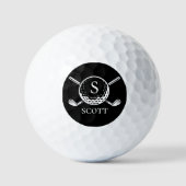 Black White Monogram Name Golf Club Classic Golfballen (Voorkant)