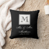 Black White Monogram Names Wedding Keepomwille Pil Kussen (Deken)