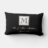Black White Monogram Names Wedding Keepomwille Pil Kussen (Achterkant)