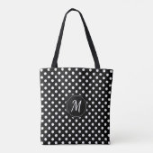 Black White Monogram Polka Dots Tote Bag (Achterkant)