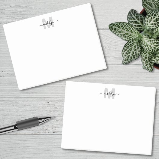Black White Monogram Post-it® Notes