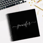 Black White Monogram Script Name Sketchbook Notitieboek
