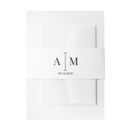 Black White Monogram Simple Minimal Wedding Uitnodigingen Wikkel