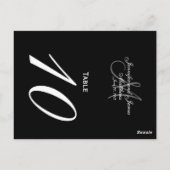 Black White Monogram Weddenband Aantal Kaarten (Achterkant)