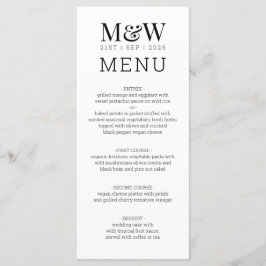 Black White Monogram Weddenschap Menu