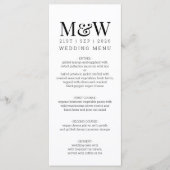 Black White Monogram Weddenschap Menu (Voorkant)