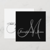 Black White Monogram Wedding Invitations Kaart (Voorkant / Achterkant)