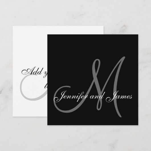 Black White Monogram Wedding Invitations Kaart (Voorkant / Achterkant)