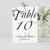 Black White Monogram Wedding Table Number Kaart (Staand voorkant)