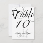 Black White Monogram Wedding Table Number Kaart (Achterkant)