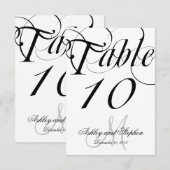 Black White Monogram Wedding Table Number Kaart (Voorkant / Achterkant)