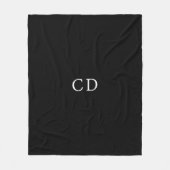 Black white monogrammed initials modern fleece deken (Voorkant)