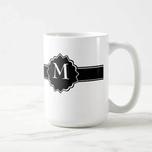 Black White Monogrammed Koffiemok (Rechts)