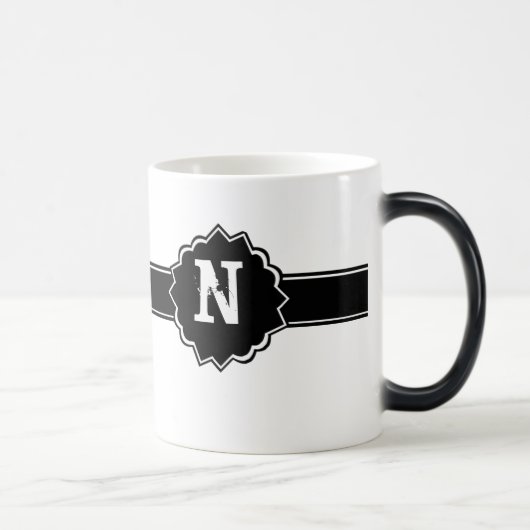 Black White Monogrammed Magische Mok (Rechts)
