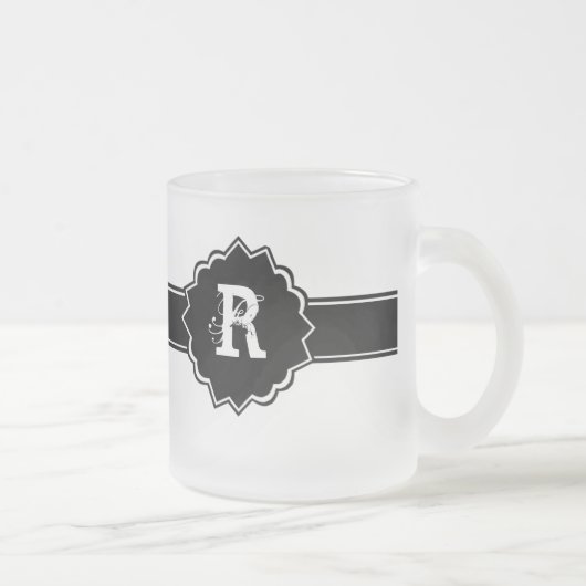 Black White Monogrammed Matglas Koffiemok (Rechts)