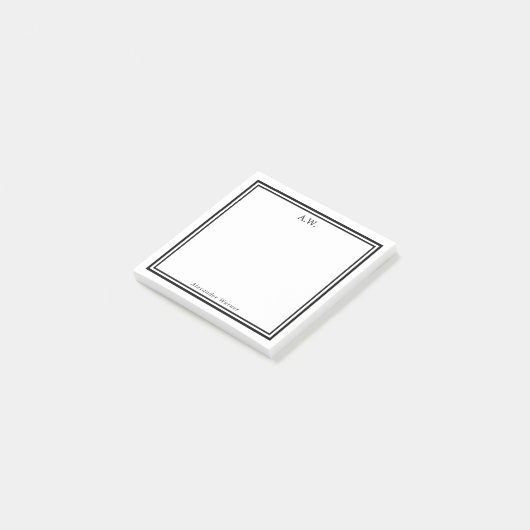 Black White Monogrammed Post-it® Notes (Schuin)
