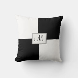 Black White Monogrammed Sierkussen