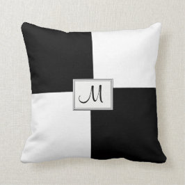 Black White Monogrammed Sierkussen