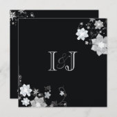 Black & White Monogrammed Winter Wedding Kaart (Voorkant / Achterkant)