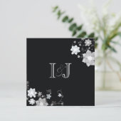Black & White Monogrammed Winter Wedding Kaart (Staand voorkant)