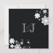 Black & White Monogrammed Winter Wedding Kaart (Voorkant)