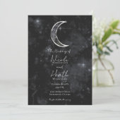 Black White Moon Celestial Night Starry Wedding Kaart (Staand voorkant)