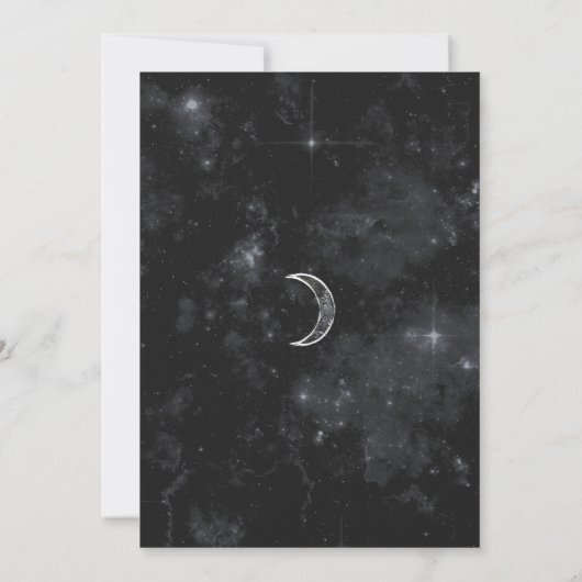 Black White Moon Celestial Night Starry Wedding Kaart (Achterkant)