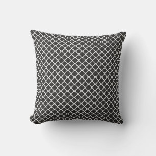Black White Moroccan Lattice Pillow Kussen