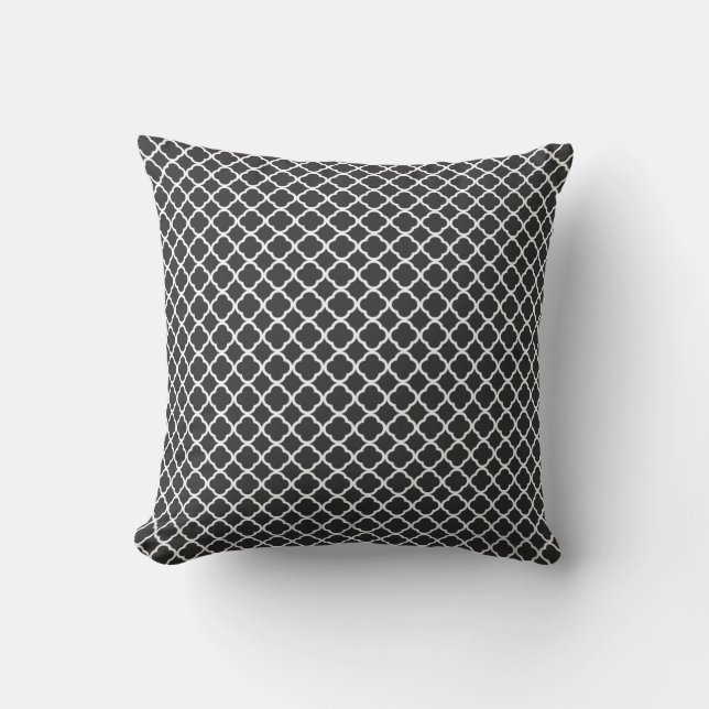 Black White Moroccan Lattice Pillow Kussen (Voorkant)