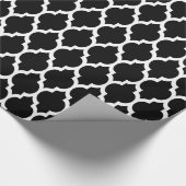 Black White Moroccan Quatrefoil Pattern #4 Cadeaupapier (Hoek)