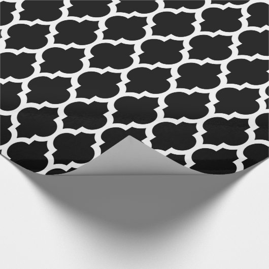 Black White Moroccan Quatrefoil Pattern #4 Cadeaupapier (Hoek)