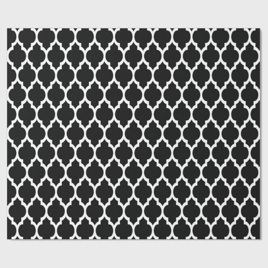 Black White Moroccan Quatrefoil Pattern #4 Cadeaupapier (Vlak)