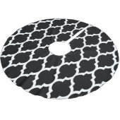 Black White Moroccan Quatrefoil Pattern #4 Kerstboom Rok (Gekanteld)