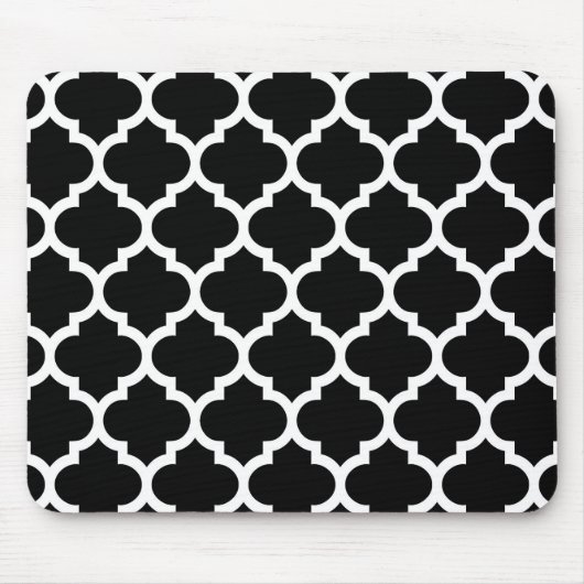 Black White Moroccan Quatrefoil Pattern #5 Muismat (Voorkant)