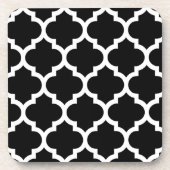 Black White Moroccan Quatrefoil Pattern #5 Onderzetter (Voorkant)