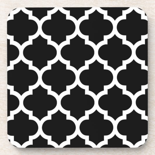 Black White Moroccan Quatrefoil Pattern #5 Onderzetter (Voorkant)