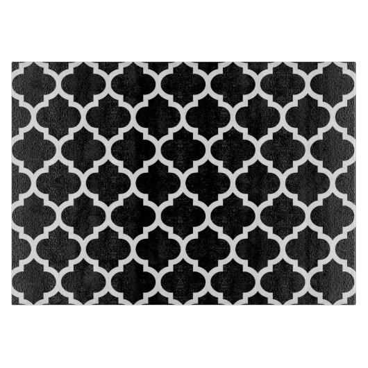 Black White Moroccan Quatrefoil Pattern #5 Snijplank (Voorkant)