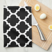 Black White Moroccan Quatrefoil Pattern #5 Theedoek (Quarter Fold)