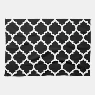 Black White Moroccan Quatrefoil Pattern #5 Theedoek
