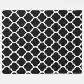 Black White Moroccan Quatrefoil Pattern Fleece Deken (Voorkant (Horizontaal))