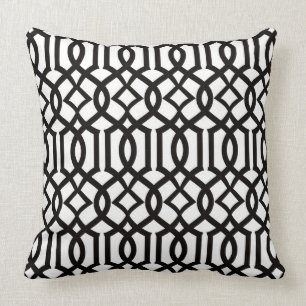 Black White Moroccan Trellis Decor Pillow Kussen