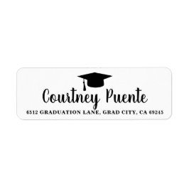Black White Mortar Board Afstuderen Return Address Etiket